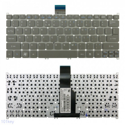 Клавиатура для ноутбуков Acer Aspire S3, S3-391, S3-951, S5-391, V5-121, V5-122P, V5-171; Aspire One B113, 725, 756; TravelMate B1 серая