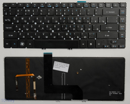Клавиатура для ноутбуков Acer Aspire M3-481, M5-481, M5-481G, M5-481T, M5-481TG черная, с подсветкой