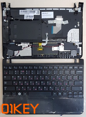 Клавиатура для ноутбука Samsung NC110 черная, верхняя панель в сборе