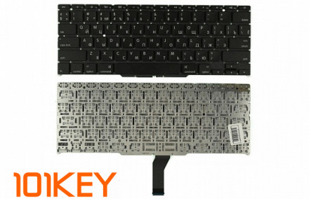 Клавиатура для ноутбука Apple MacBook A1370, A1465 черная, плоский Enter