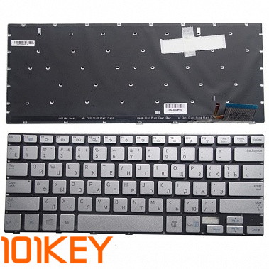 Клавиатура для ноутбука Samsung NP730U3E, NP740U3E, 740U3E-X02, 740U3E-S01 серебряная, без рамки