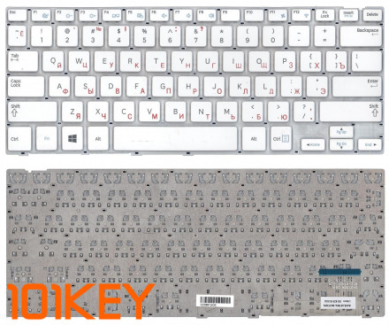 Клавиатура для ноутбука Samsung NP915S3 белая, без рамки