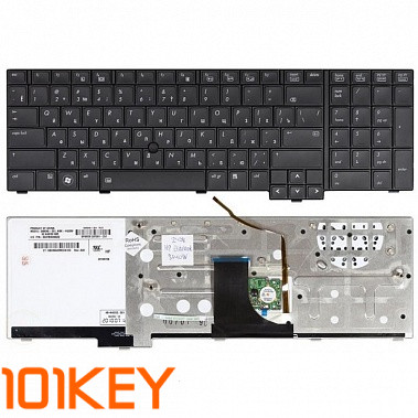 Клавиатура для ноутбука HP Elitebook 8740W черная, с джойстиком, с подсветкой