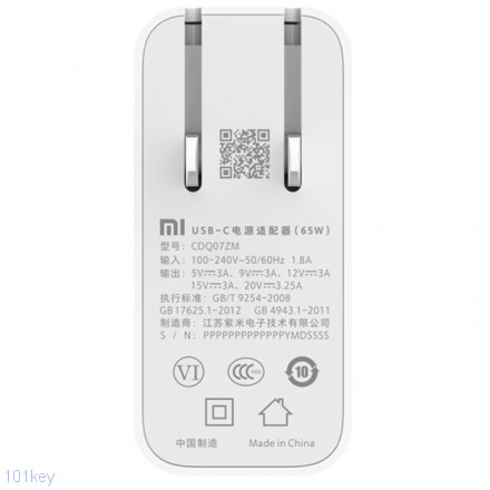 Оригинальный адаптер питания Xiaomi CDQ07XM 20v 3.25a 65 ватт Type-c для ноутбуков Xiaomi mi air 13,3&quot; 