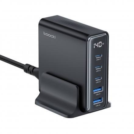 Настольное зарядное устройство 140W GaN 3xUSB - C + 2xUSB-A 3.0 Toocki original